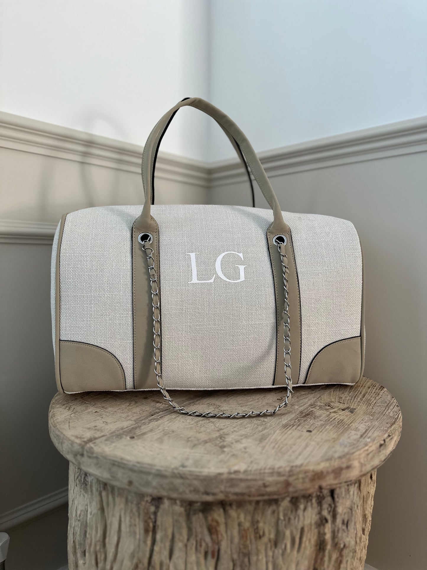 Cream Personalised Holdall Canvas Bag