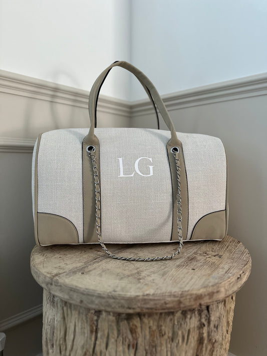 Cream Personalised Holdall Canvas Bag