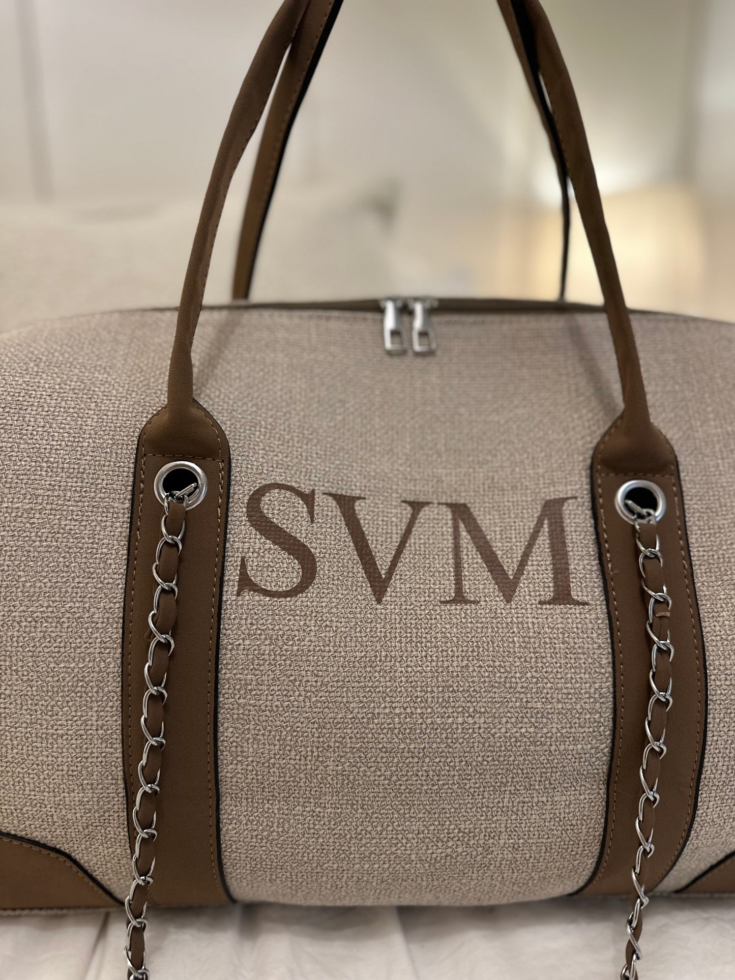 Brown Personalised Holdall Canvas Bag