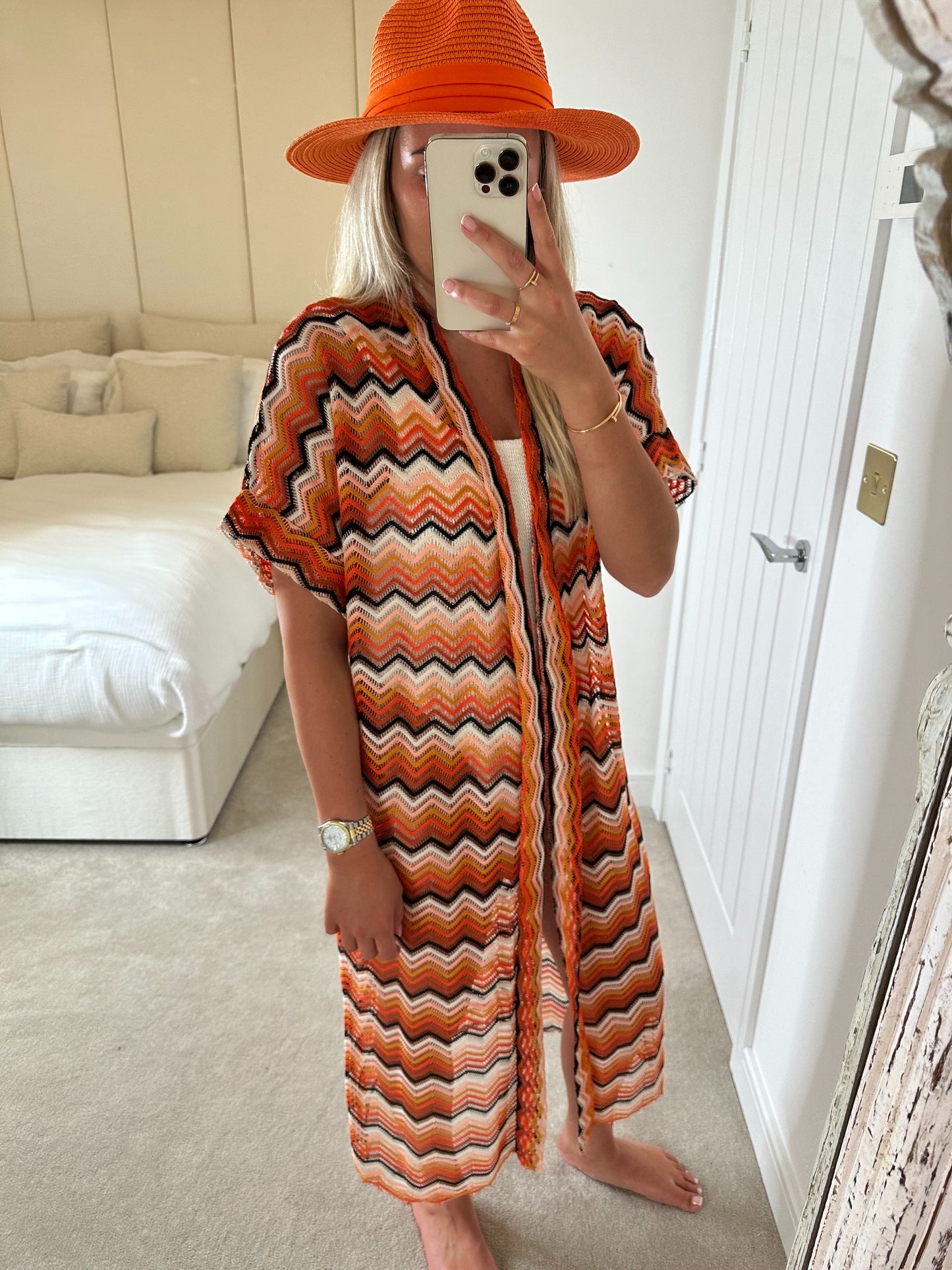 Orange & Black Cover Up Cardigan