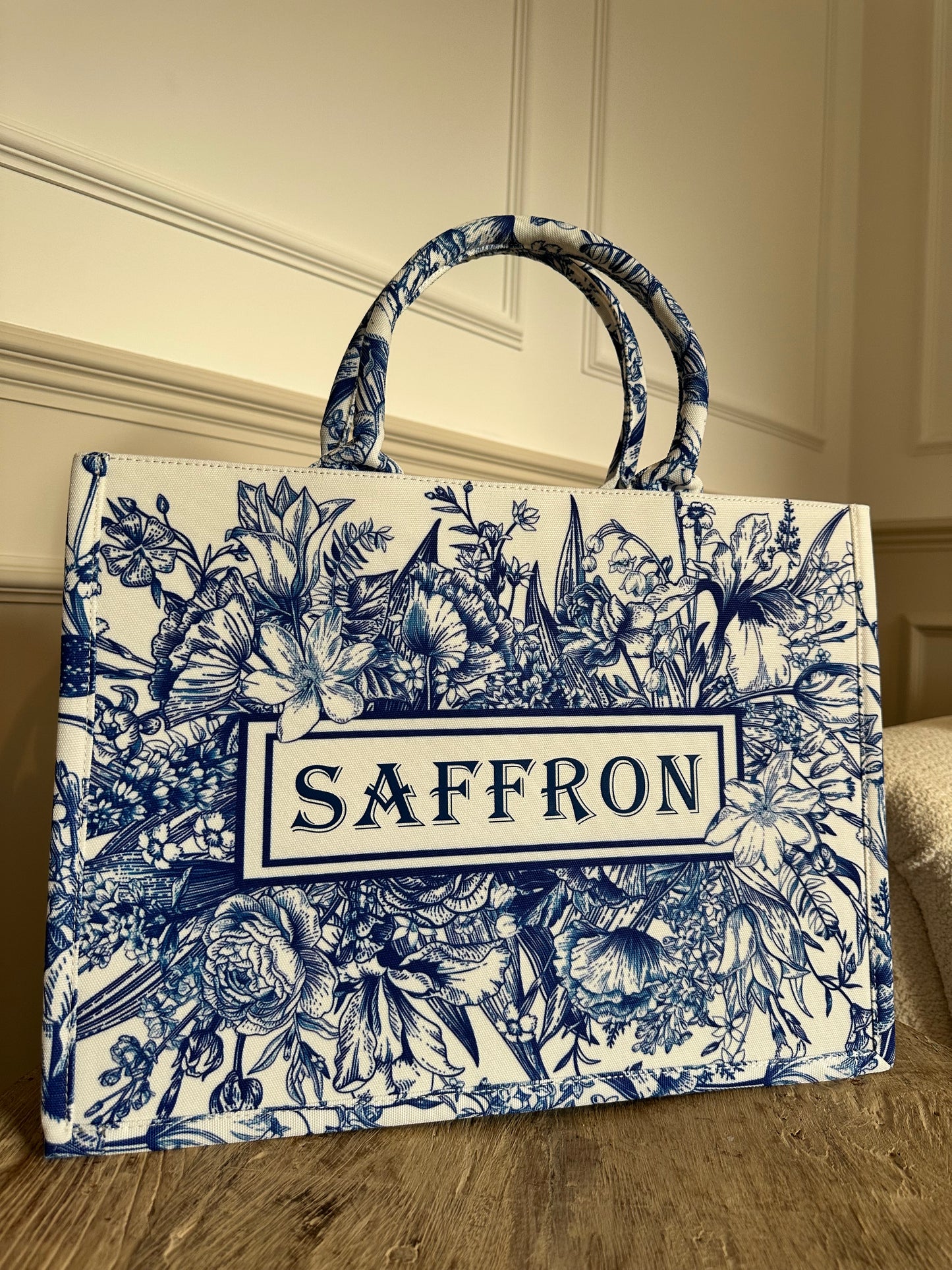 Royal Blue Flower Shopper Bag