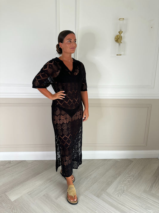 Back Collar Crochet Dress