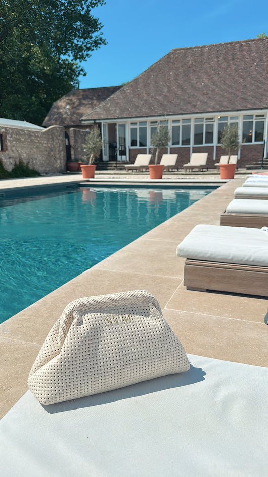 Personalised Cream Grab Clutch Bag