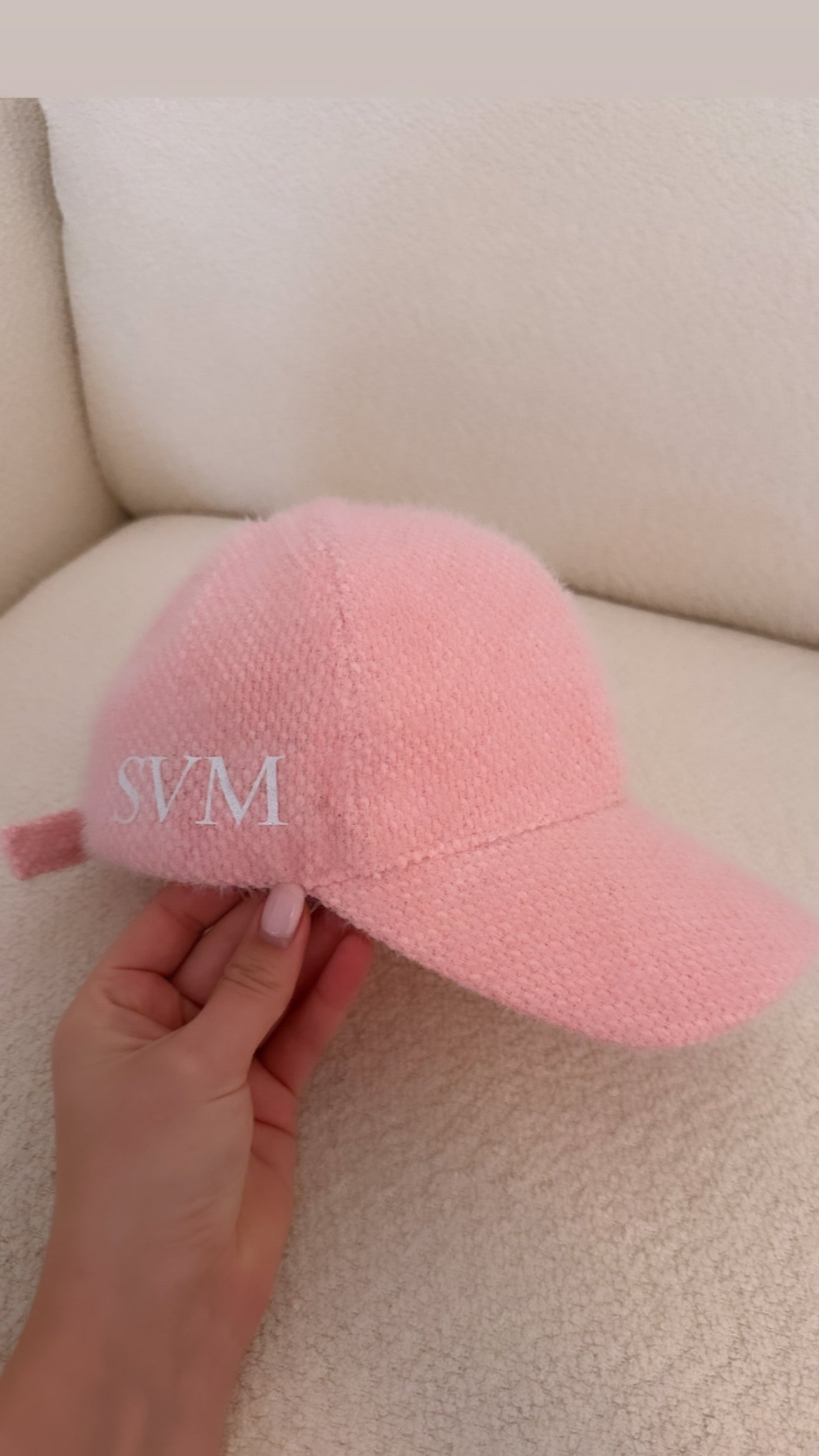 Pink Boucle Cap
