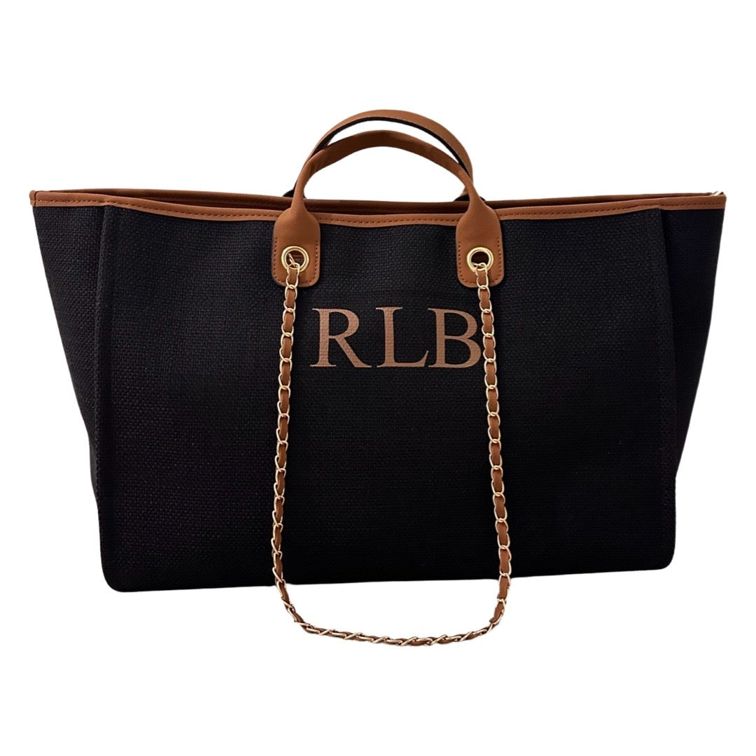 Black & Brown Personalised Weekender Canvas Bag