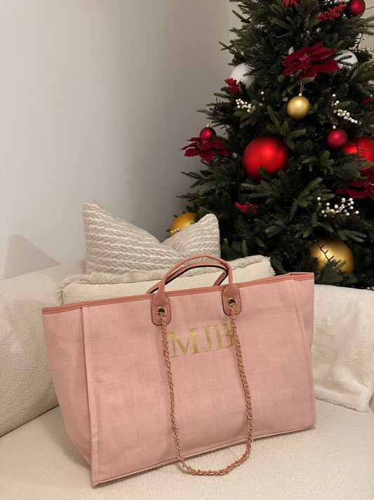 Baby Pink Personalised Weekender Canvas Bag