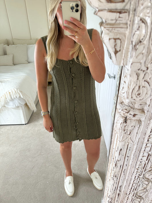 Mix & Match Khaki Buttoned Dress