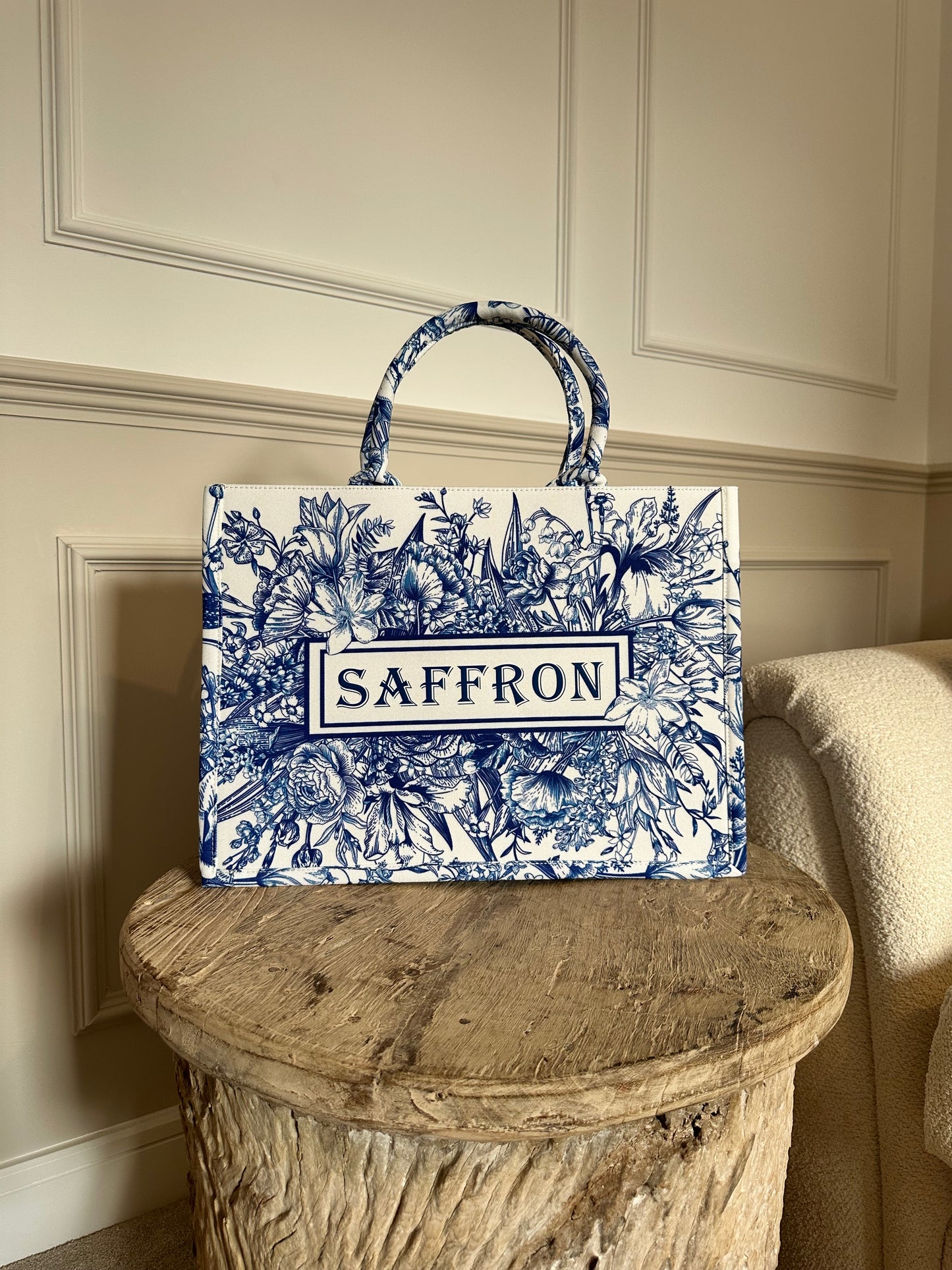 Royal Blue Flower Shopper Bag