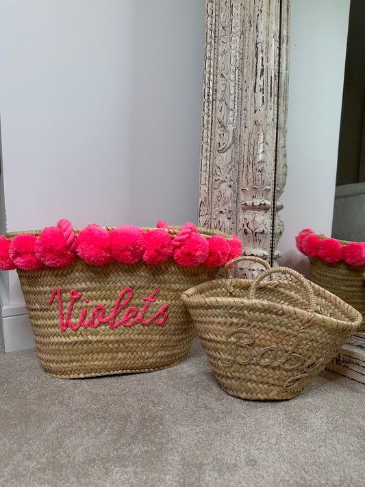 Plain Mini Personalised Straw Bag