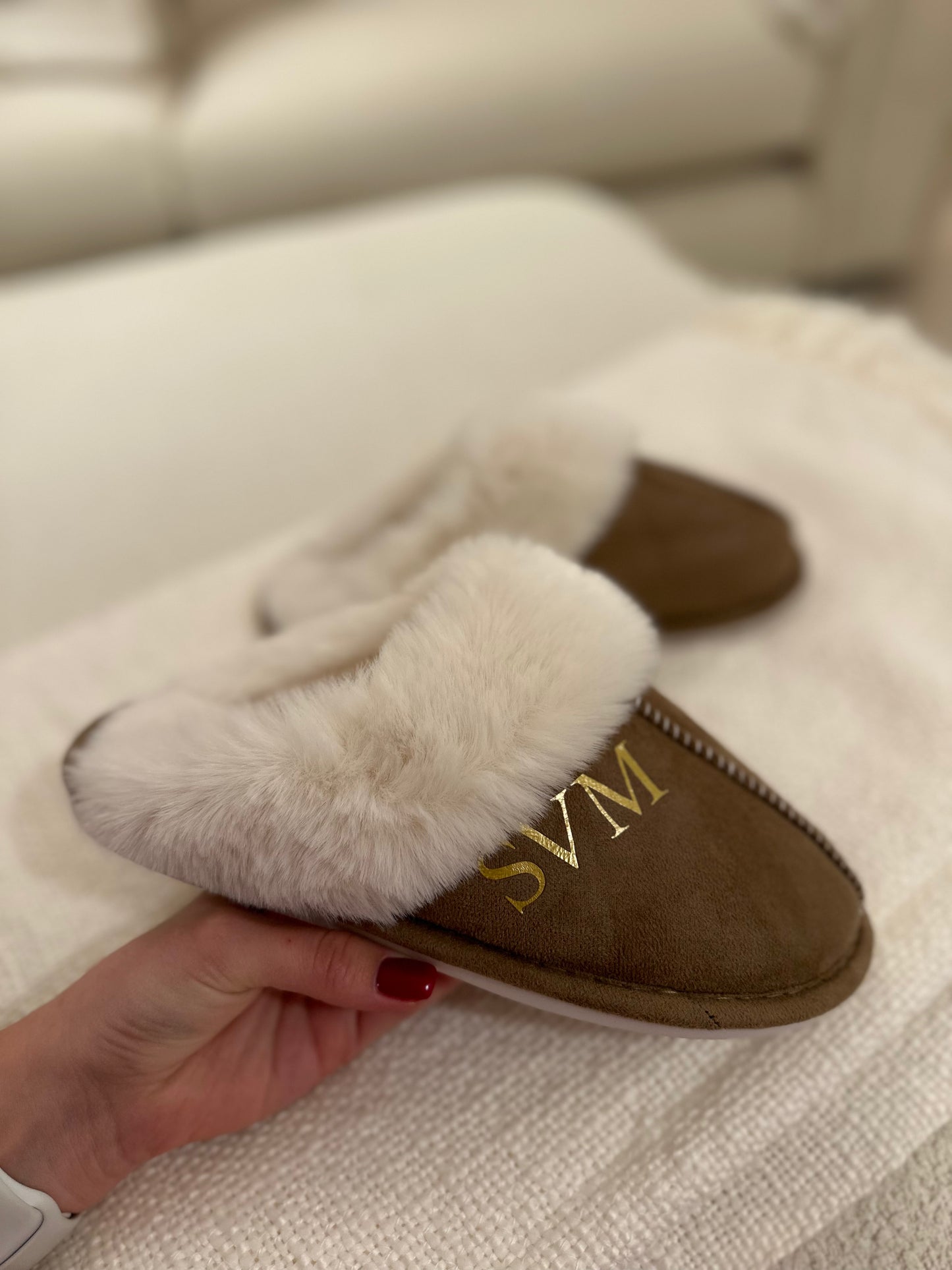 Brown Personalised Slippers