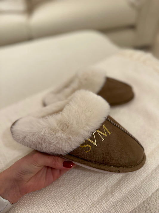 Brown Personalised Slippers