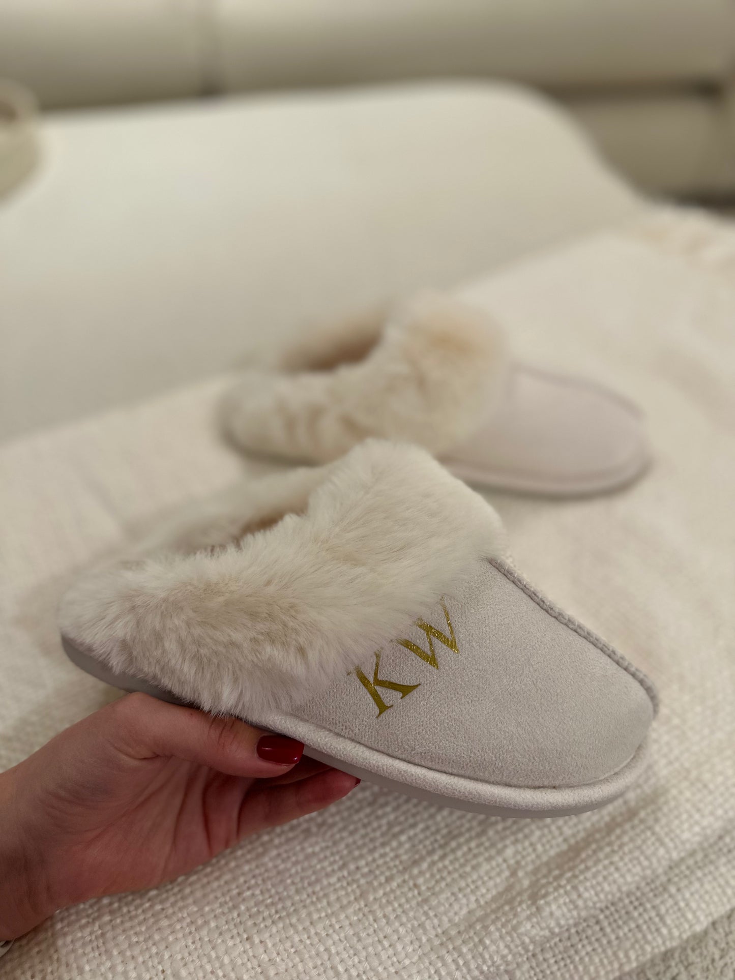 Cream Personalised Slippers