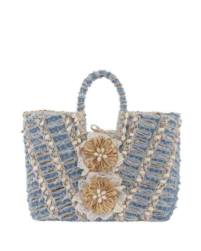 Blue Denim Pearl Bag
