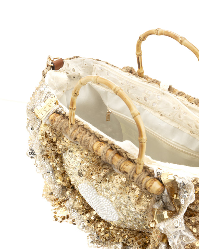 Gold Heart Sequin Bag