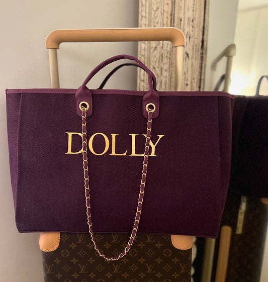 Purple Personalised Weekender Canvas Bag