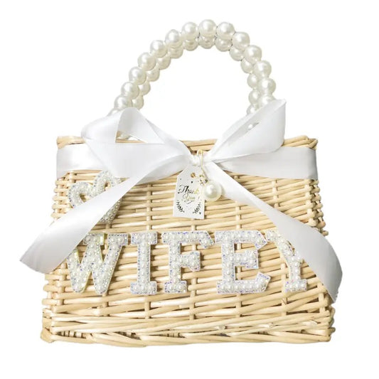Wifey Pearl Straw Bag