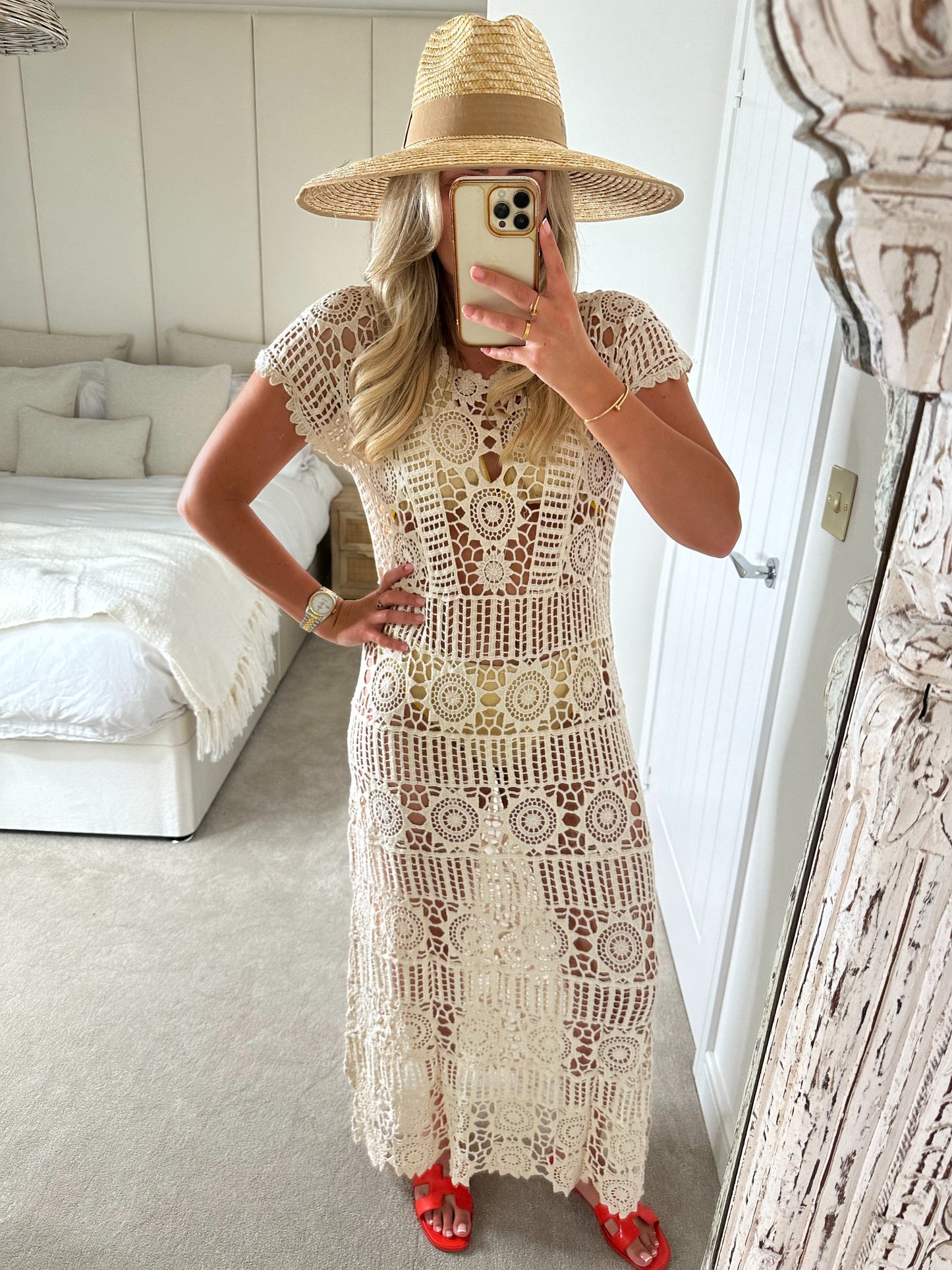 Beige Crochet Cover Up