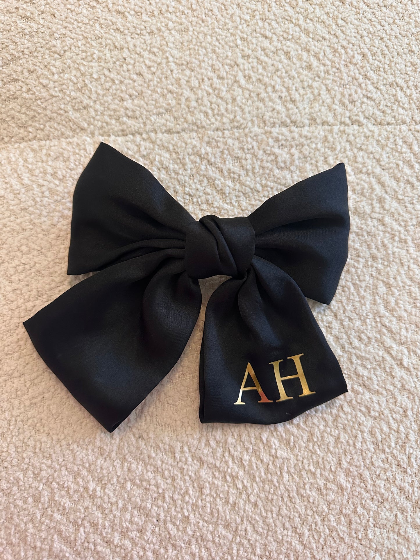 Black Personalised Hair Bow