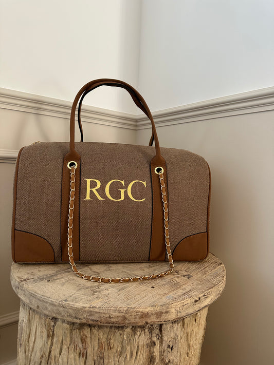 Caramel Personalised Holdall Canvas Bag