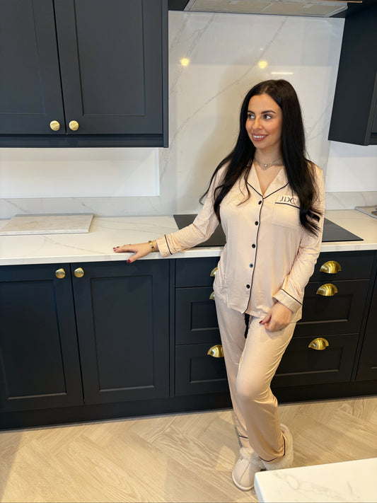 Cream Soft Long Personalised Pyjamas