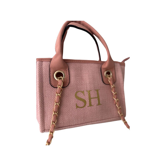 Baby Pink Personalised Mini Canvas Bag Large Letters