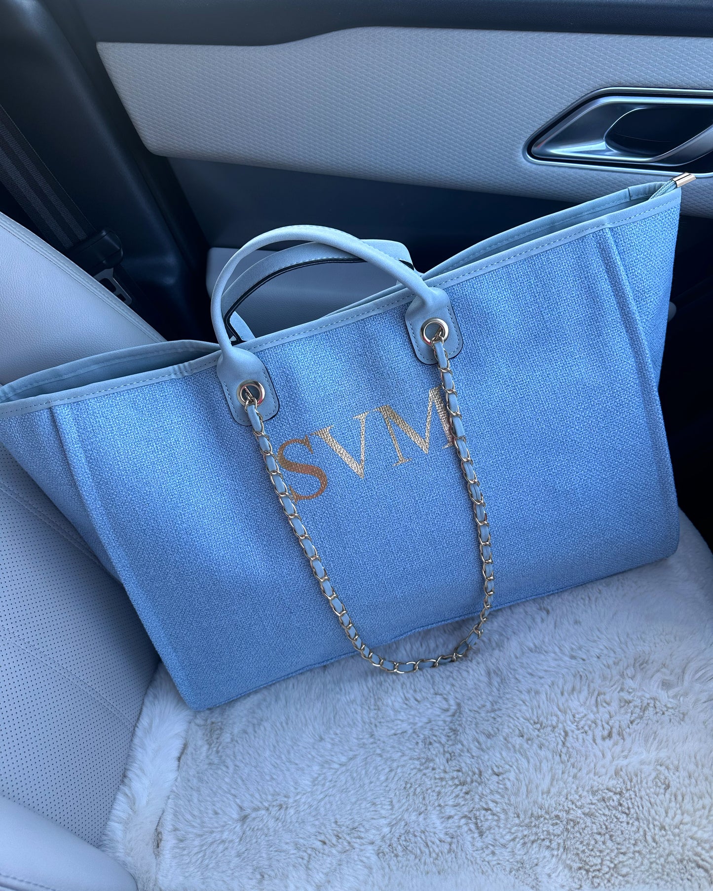 Baby Blue Personalised Weekender Canvas Bag