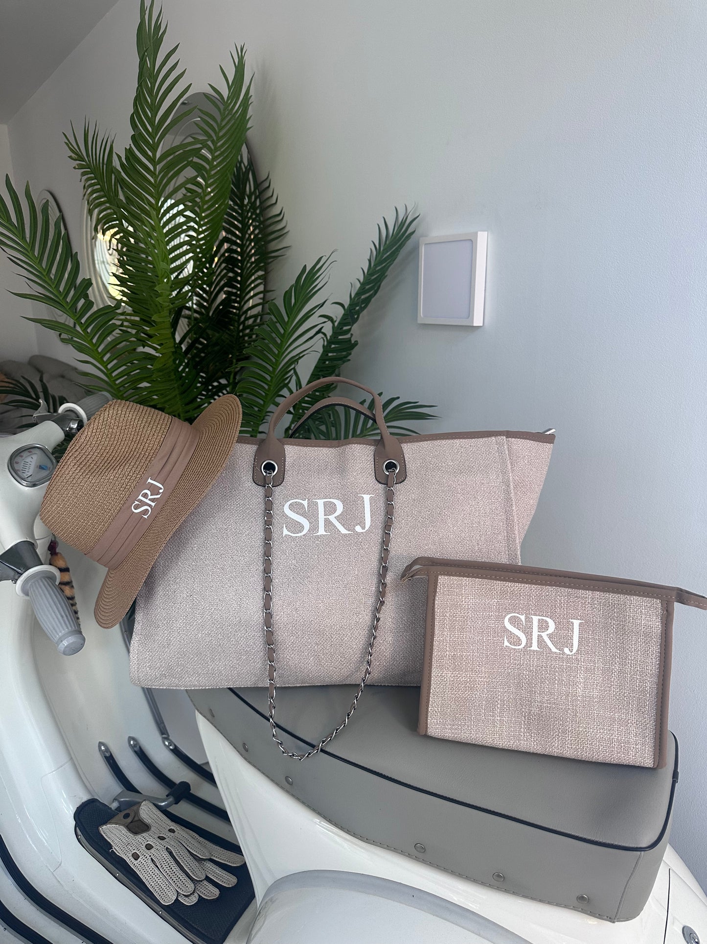 Brown Weekender Bag, Clutch Bag & Sand Hat