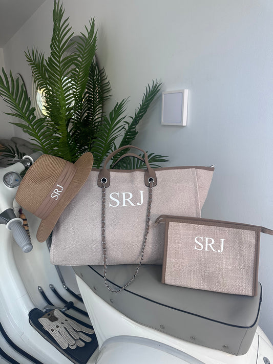 Brown Weekender Bag, Clutch Bag & Sand Hat