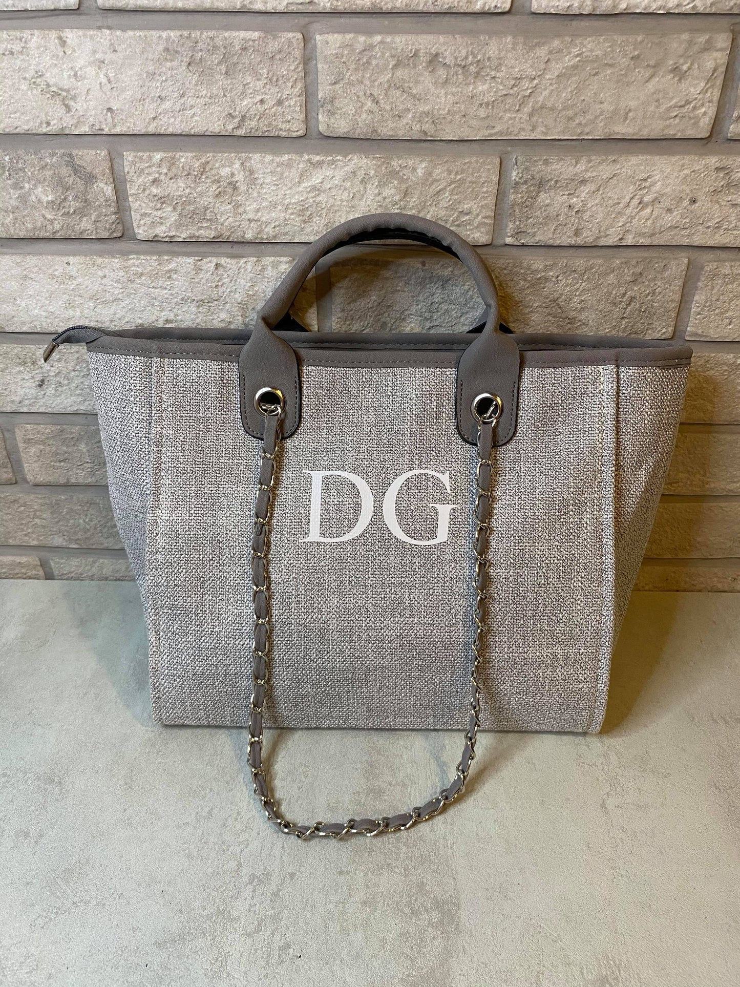Grey Personalised Medium Canvas Bag