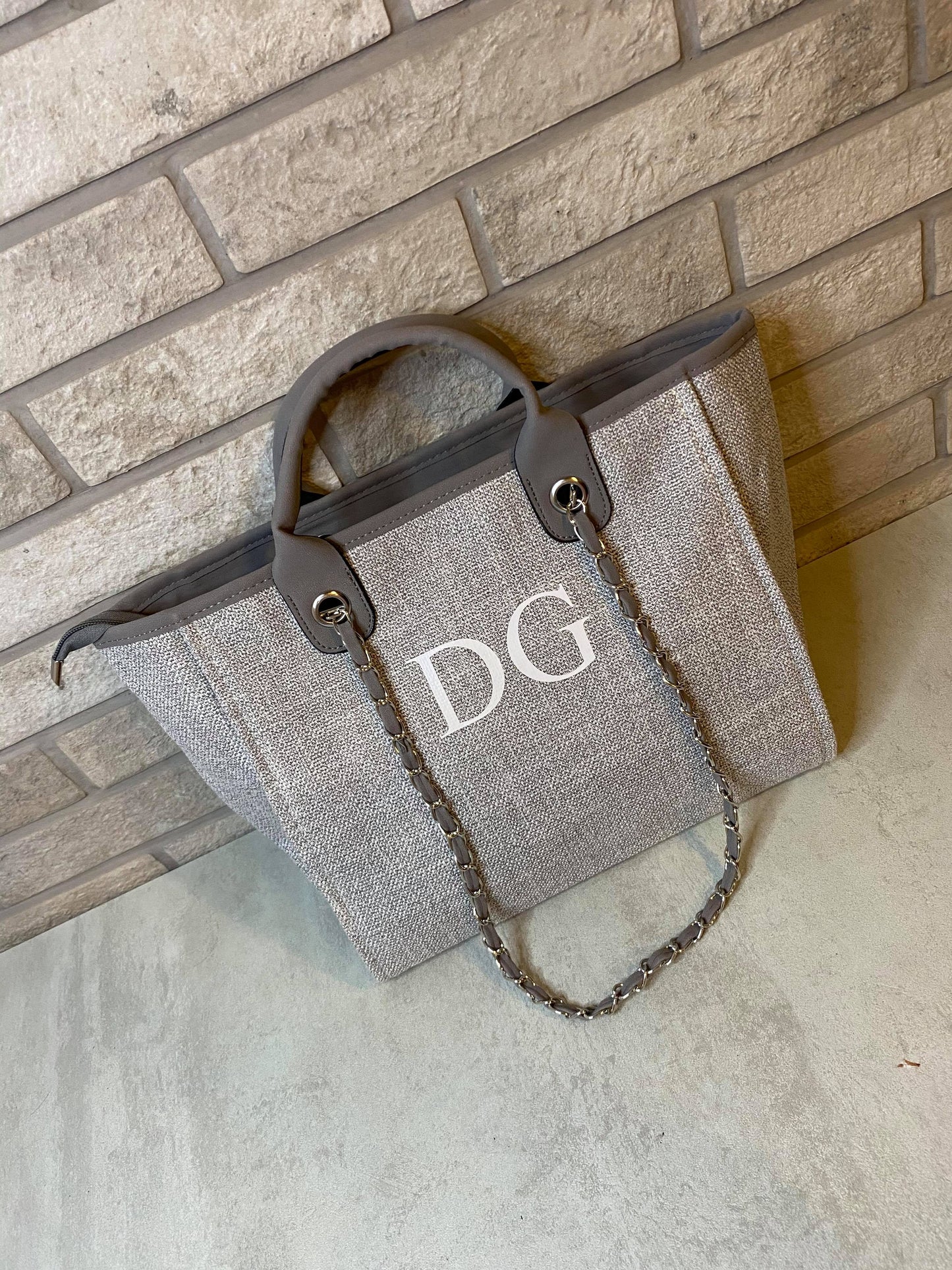 Grey Personalised Medium Canvas Bag