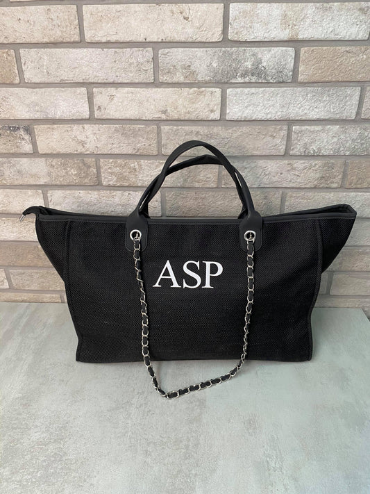 Black Personalised Weekender Canvas Bag