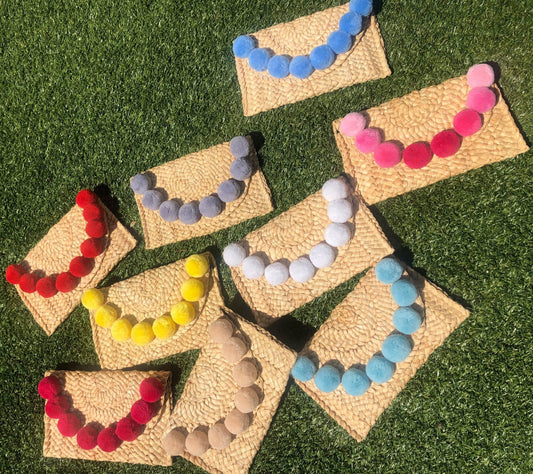 Handmade Pom Pom Clutch