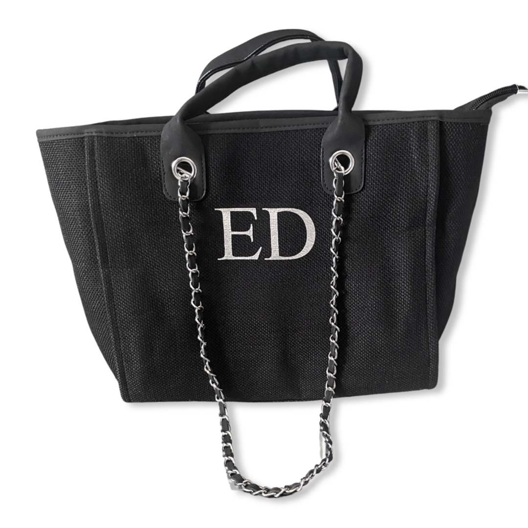 Black Personalised Medium Canvas Bag