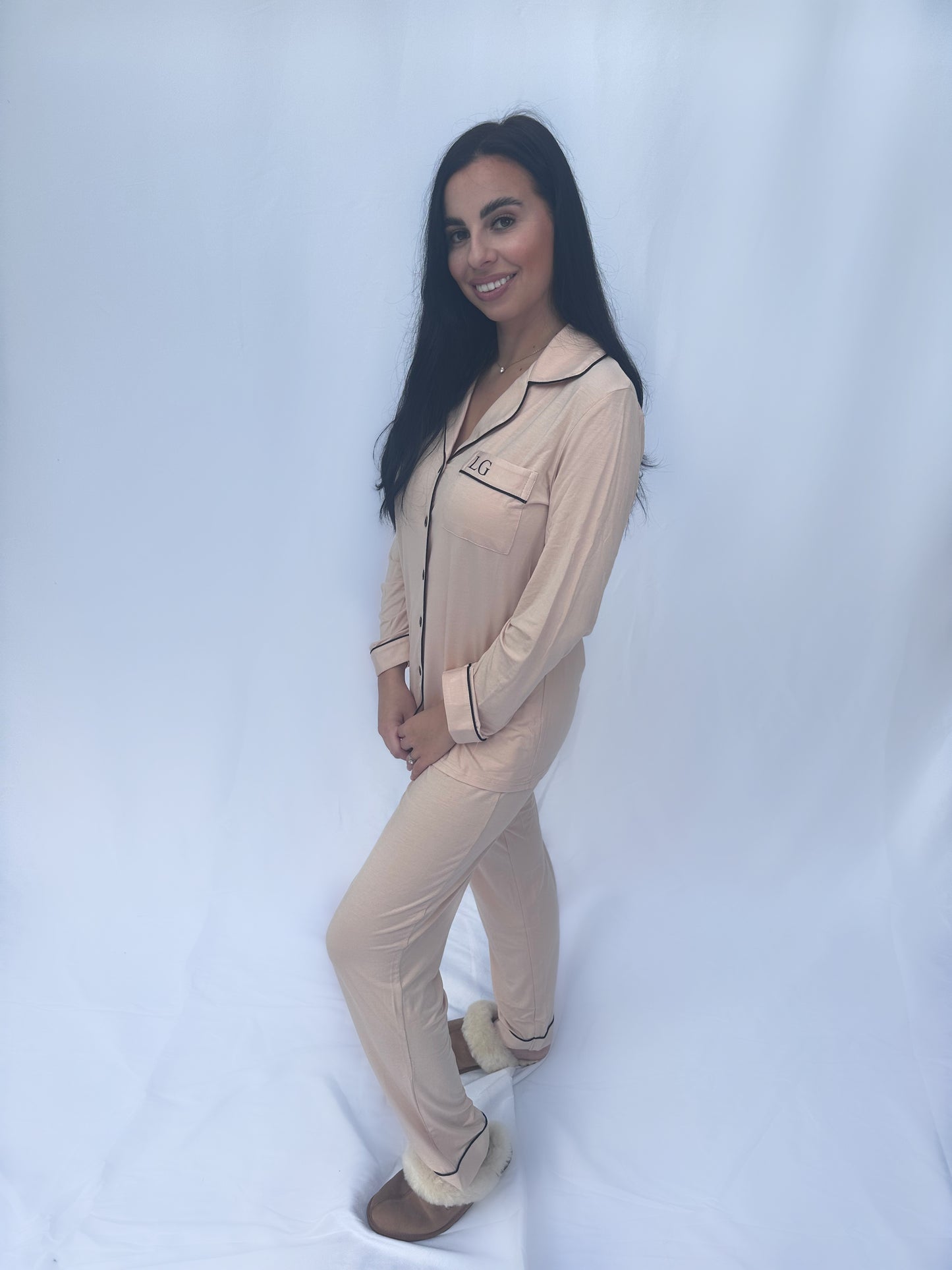 Cream Soft Long Personalised Pyjamas