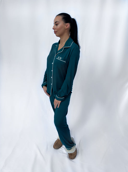 Christmas Green Soft Long Personalised Pyjamas