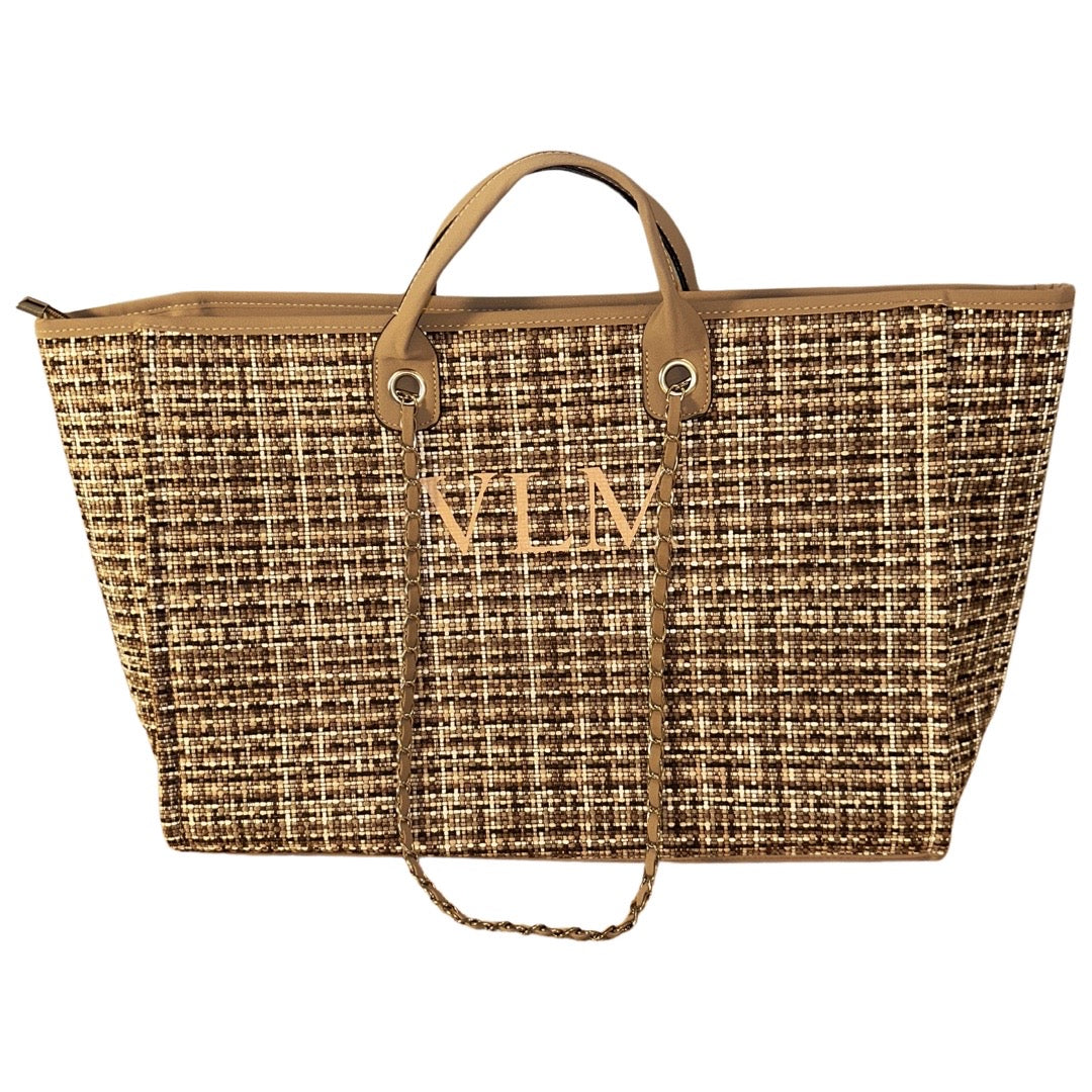 NEW Brown Tweed Personalised Weekender Bag