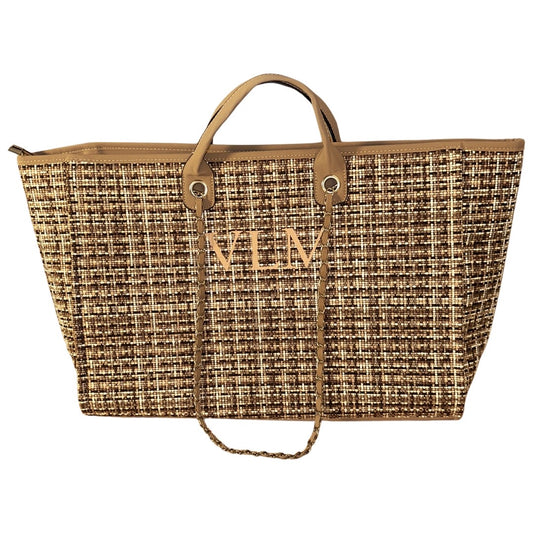 NEW Brown Tweed Personalised Weekender Bag