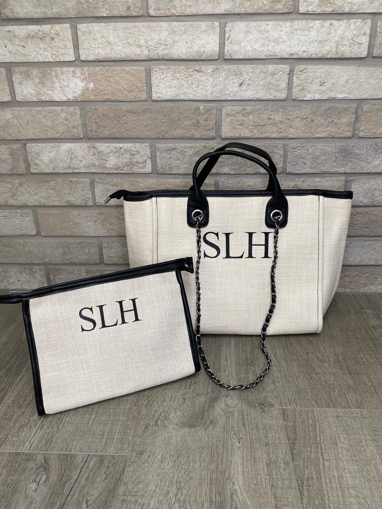 Cream & Black Medium Bag & Clutch