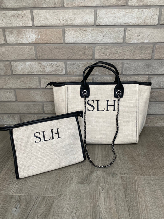 Cream & Black Medium Bag & Clutch