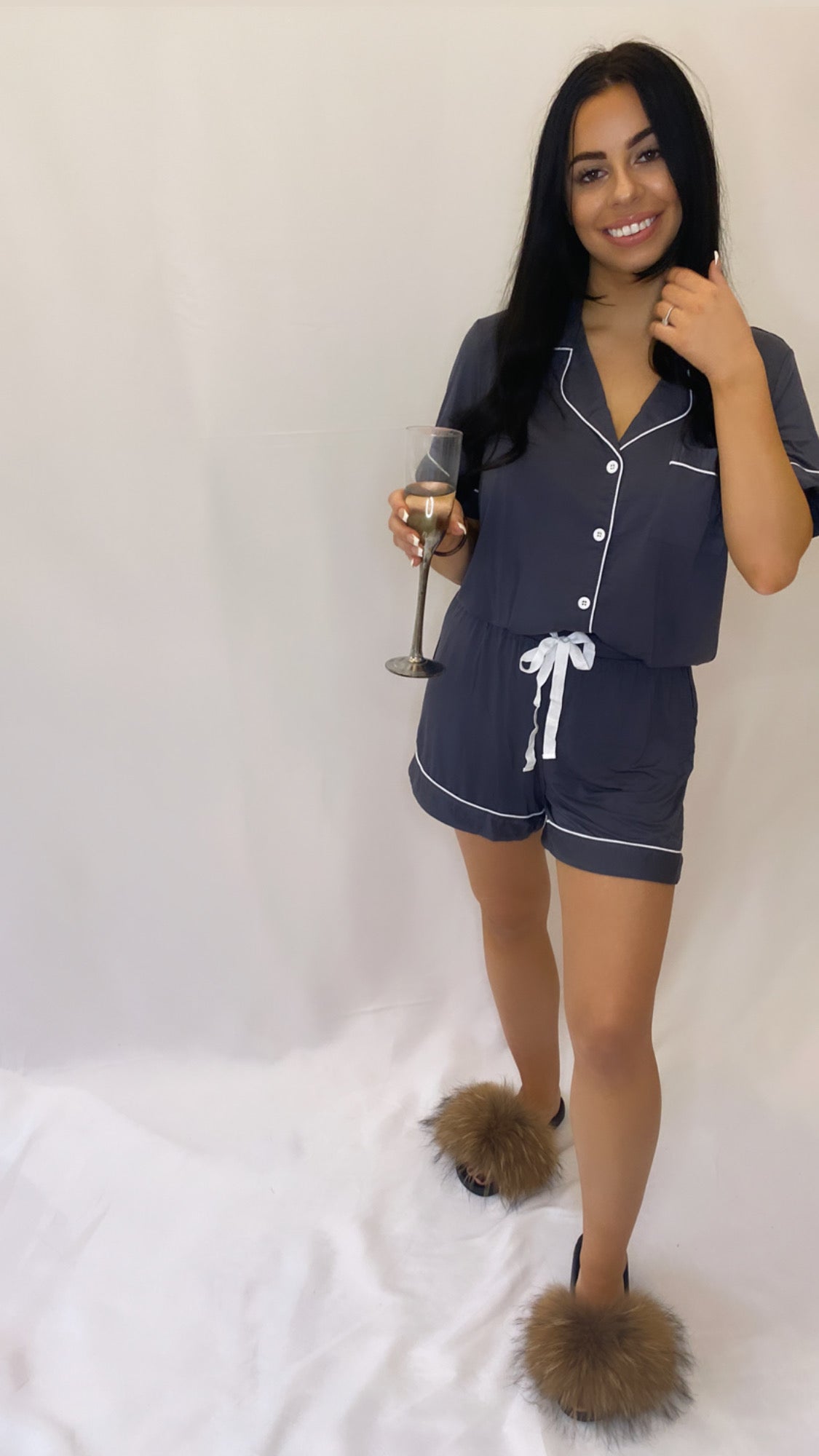 Dark Grey Soft Short Personalised Pyjamas