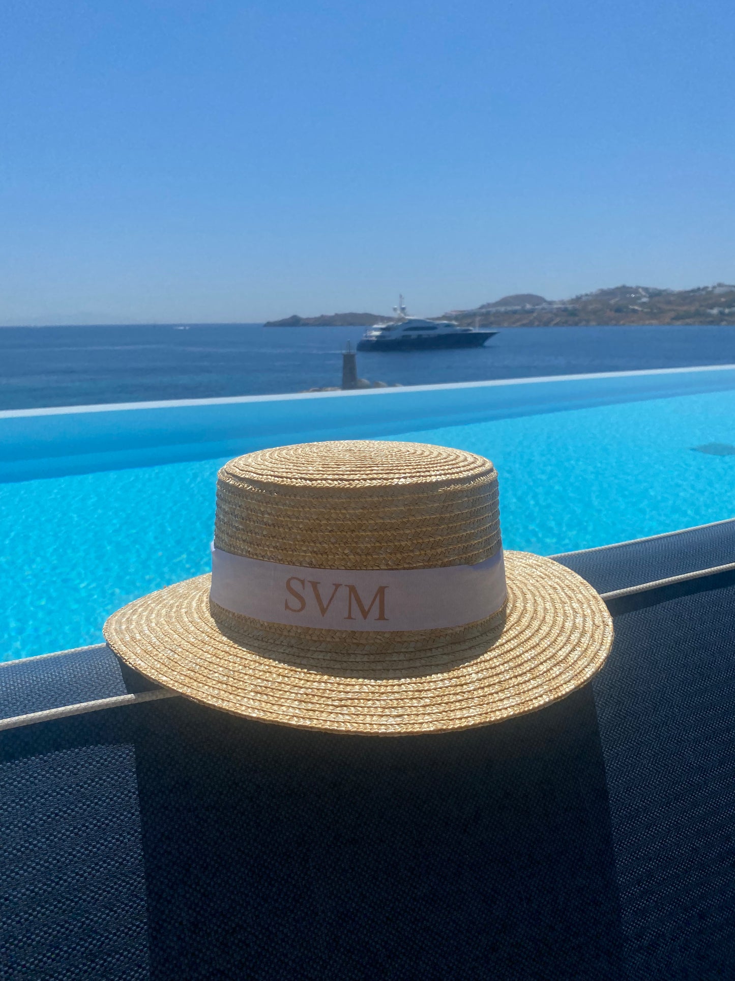 Straw With White Boater Sun Hat