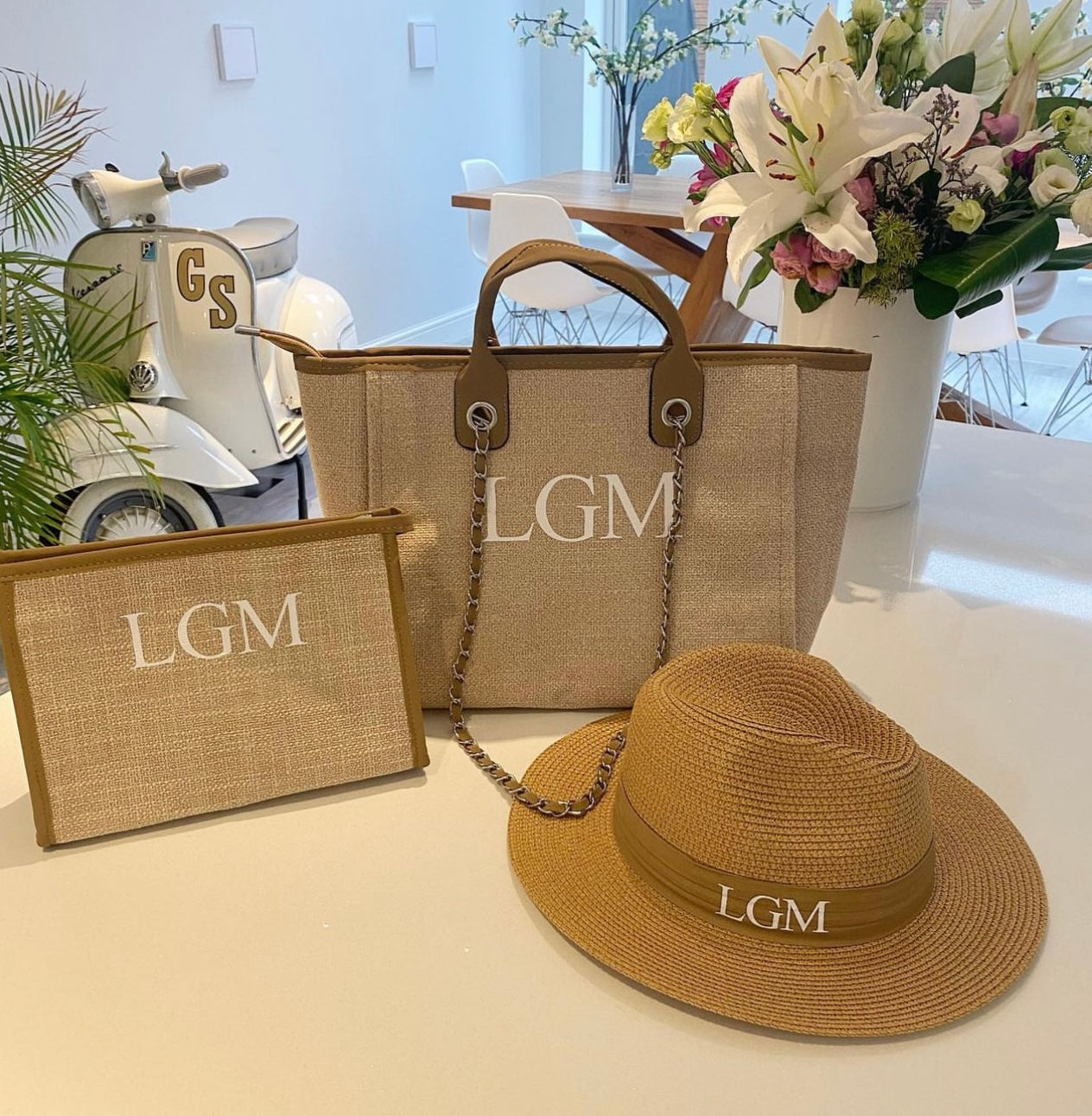Brown Medium Bag, Clutch Bag & Sun Hat