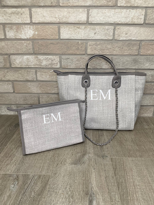 Grey Medium Bag & Clutch
