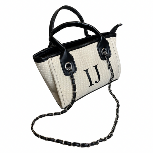 Cream/Black Personalised Mini Canvas Bag Large Letters