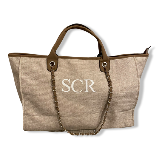 Brown Personalised Weekender Canvas Bag