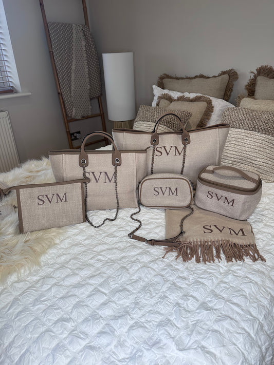 Brown Scarf, Weekender, Medium, Clutch, Make-up & Cross Body Bag