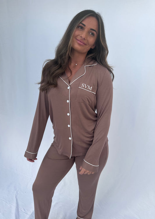 Mocha Soft Long Personalised Pyjamas