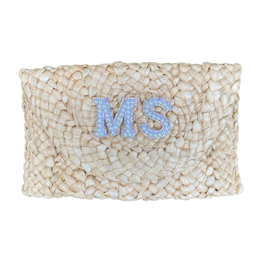 Personalised Straw Clutch Bag