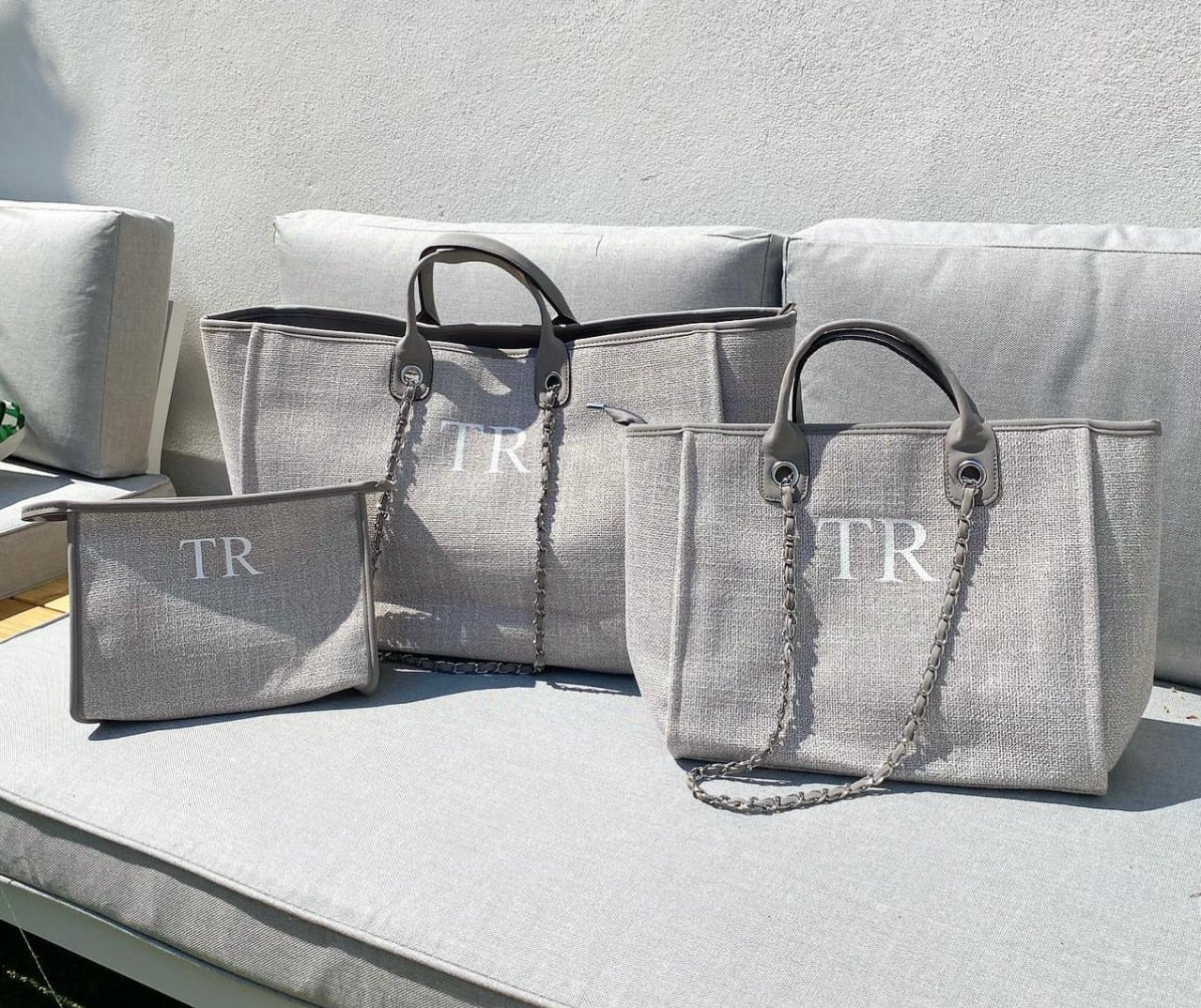 Grey Weekender, Medium & Clutch Bag