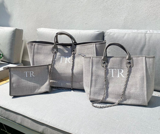 Grey Weekender, Medium & Clutch Bag